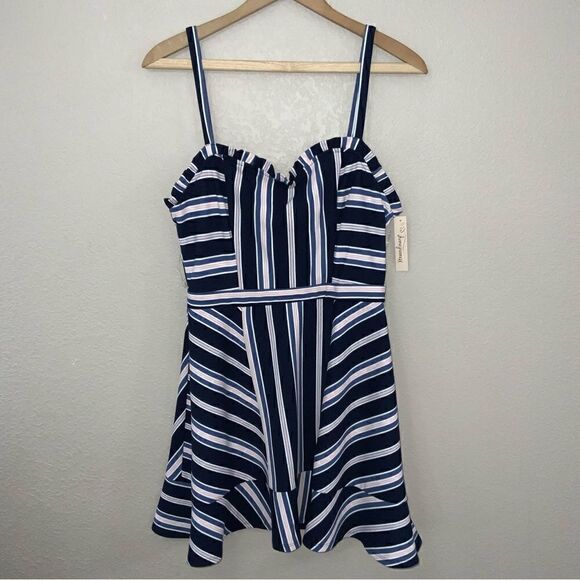 Xtraordinary Blue Dress size M Pinstripe - Picture 2 of 8